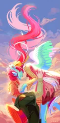 Size: 2209x4500 | Tagged: safe, artist:teaflower300, derpibooru import, oc, unofficial characters only, anthro, pegasus, duo, image, pegasus oc, png, wings