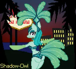 Size: 528x480 | Tagged: suggestive, alternate version, artist:shadow-owl, derpibooru import, emerald flare, anthro, earth pony, semi-anthro, female, image, ms paint, png, showgirl, solo