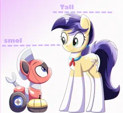 Size: 1900x1742 | Tagged: safe, derpibooru import, oc, oc:trackhead, oc:twostep, earth pony, original species, pony, robot, robot pony, wheelpone, height difference, image, long legs, png, size difference, text