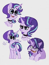 Size: 1176x1584 | Tagged: safe, artist:disaterror, derpibooru import, starlight glimmer, pony, unicorn, choker, eye clipping through hair, eyebrows, eyebrows visible through hair, happy, image, jpeg, looking at you, open mouth, open smile, s5 starlight, smiling, solo