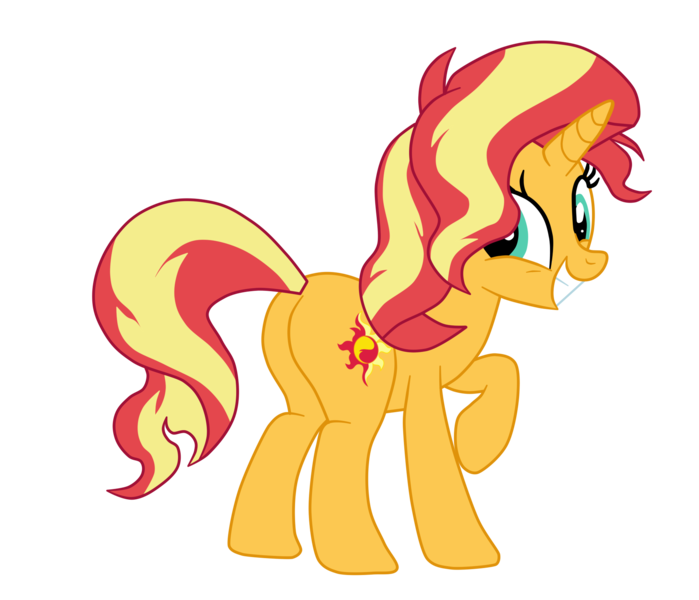 Size: 1900x1632 | Tagged: safe, artist:gmaplay, derpibooru import, sunset shimmer, pony, unicorn, equestria girls, bunset shimmer, butt, cute, image, png, shimmerbetes, simple background, solo, sunset shimmer day, transparent background