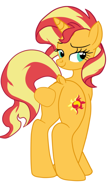 Size: 1559x2687 | Tagged: safe, derpibooru import, sunset shimmer, pony, unicorn, equestria girls, butt, butt touch, hoof on butt, image, png, self spanking, simple background, solo, transparent background