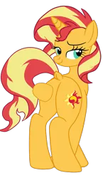 Size: 1559x2687 | Tagged: safe, derpibooru import, sunset shimmer, pony, unicorn, equestria girls, butt, butt touch, hoof on butt, image, png, self spanking, simple background, solo, transparent background