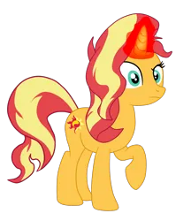 Size: 1900x2196 | Tagged: safe, artist:gmaplay, derpibooru import, sunset shimmer, pony, unicorn, equestria girls, equestria girls series, spring breakdown, spoiler:eqg series (season 2), glow, glowing horn, horn, image, png, solo, sunset shimmer day, vector