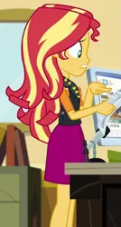 Size: 361x675 | Tagged: safe, derpibooru import, screencap, sunset shimmer, equestria girls, equestria girls series, schedule swap, spoiler:eqg series (season 2), cropped, image, png, solo