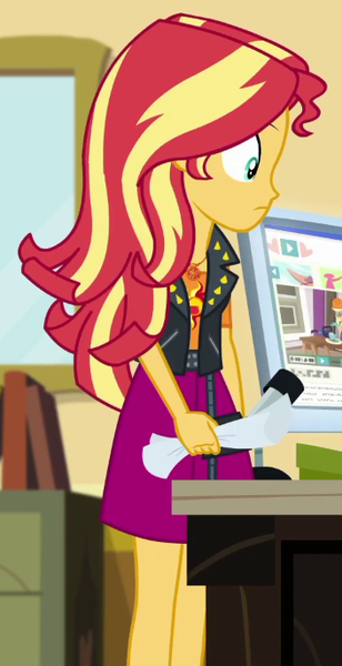 Size: 352x686 | Tagged: safe, derpibooru import, screencap, sunset shimmer, equestria girls, equestria girls series, schedule swap, spoiler:eqg series (season 2), cropped, image, png, solo