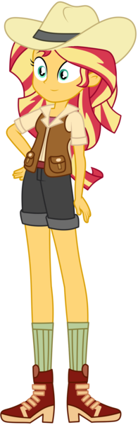 Size: 830x2544 | Tagged: safe, artist:ajosterio, derpibooru import, sunset shimmer, human, dance magic, equestria girls, spoiler:eqg specials, boots, clothes, explorer outfit, female, hat, image, imagine spot, png, shoes, shorts, simple background, socks, solo, sunset shimmer day, transparent background