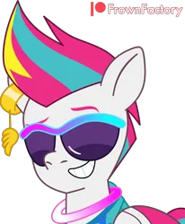 Size: 2235x2712 | Tagged: safe, artist:frownfactory, derpibooru import, zipp storm, pegasus, pony, g5, my little pony: tell your tale, ear piercing, earring, female, grin, image, jewelry, mare, piercing, png, simple background, smiling, sunglasses, transparent background, vector
