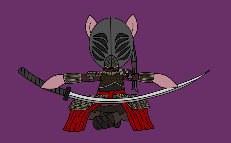 Size: 3321x2050 | Tagged: safe, artist:wallbeige, ponerpics import, oc, oc:sakura marre, earth pony, pony, crossed legs, helmet, image, katana, mask, png, ponytail, samurai armor, sir alonne, solo, sword, weapon