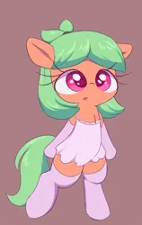 Size: 584x924 | Tagged: safe, artist:sileniris, oc:cherry burst, earth pony, pony, bipedal, clothes, dress, female, filly, image, png, simple background