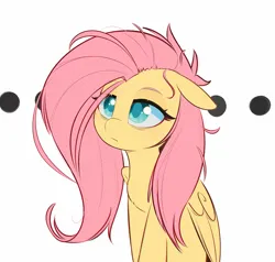 Size: 1000x952 | Tagged: safe, artist:inkypuso, derpibooru import, fluttershy, pegasus, pony, ..., :c, colored pupils, female, floppy ears, fluttershy is not amused, frown, image, jpeg, lidded eyes, mare, messy mane, simple background, solo, unamused, white background