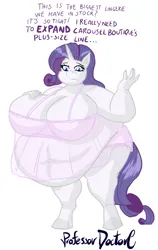 Size: 431x681 | Tagged: suggestive, artist:professordoctorc, derpibooru import, part of a set, rarity, anthro, unguligrade anthro, unicorn, bbw, big breasts, breasts, busty rarity, clothes, fat, fat boobs, female, huge breasts, image, lingerie, obese, png, simple background, solo, solo female, ssbbw, weight gain, weight gain sequence, white background