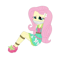 Size: 2000x2000 | Tagged: safe, artist:splendidbondage, derpibooru import, fluttershy, human, equestria girls, bondage, bound and gagged, damsel in distress, female, femsub, fluttersub, gag, humanized, image, kidnapped, png, solo, solo female, submissive, tied up