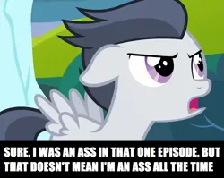 Size: 1218x970 | Tagged: safe, derpibooru import, edit, edited screencap, screencap, rumble, pegasus, pony, marks and recreation, season 7, caption, colt, cropped, foal, image, image macro, impact font, male, meme, png, solo focus, text