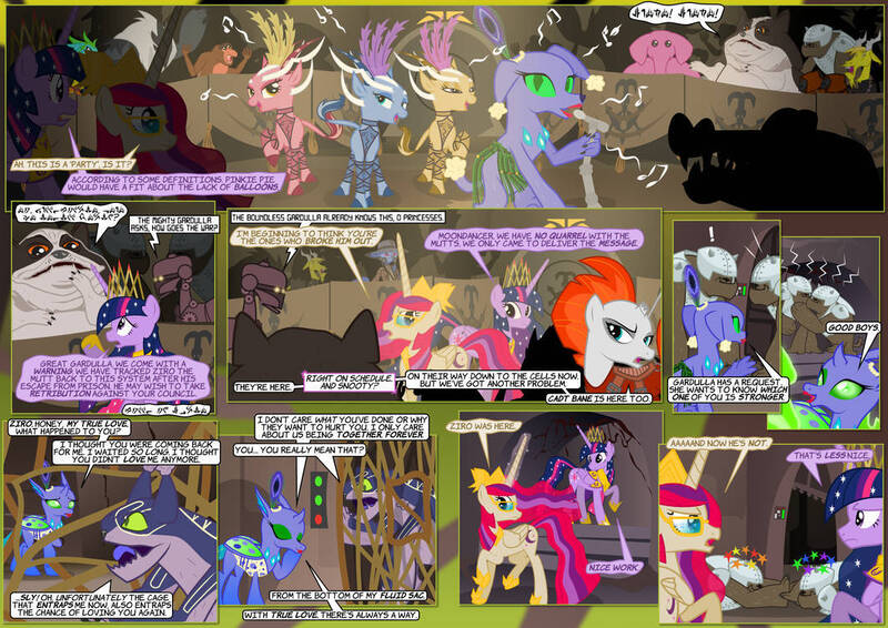 Size: 1063x752 | Tagged: safe, artist:christhes, artist:kittythes, derpibooru import, capper dapperpaws, moondancer, tempest shadow, twilight sparkle, twilight sparkle (alicorn), alicorn, avian, changeling, crocodile, diamond dog, dog, goat, hutt, monkey, my little pony: the movie, cad bane, cell, clone wars, dancing, droid, female, image, jpeg, male, max rebo, music notes, party, showgirl, singing, star mares, star wars, storm guard, sy snootles, the pone wars, topi, ziro the hutt