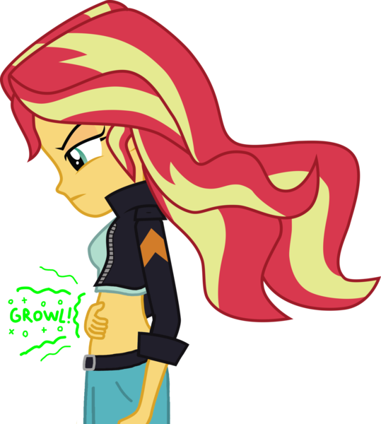 Size: 1600x1780 | Tagged: suggestive, edit, sunset shimmer, human, equestria girls, belly, belly fetish, fetish, fetish fuel, hand on stomach, image, midriff, png, solo, stomach ache, stomach noise, vector