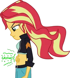 Size: 1600x1780 | Tagged: suggestive, edit, sunset shimmer, human, equestria girls, belly, belly fetish, fetish, fetish fuel, hand on stomach, image, midriff, png, solo, stomach ache, stomach noise, vector