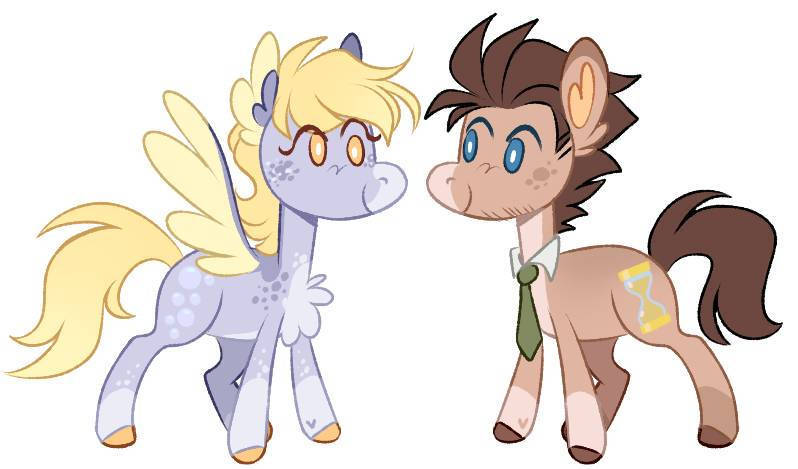 Size: 798x469 | Tagged: safe, artist:wanderingpegasus, derpibooru import, derpy hooves, doctor whooves, time turner, earth pony, pony, unicorn, image, jpeg