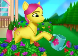 Size: 3500x2500 | Tagged: safe, artist:leonkay, derpibooru import, posey (g5), pony, g5, image, png, solo, watering can