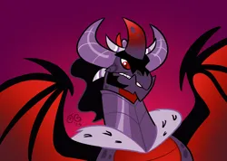 Size: 2048x1459 | Tagged: safe, artist:janegumball, derpibooru import, king sombra, dragon, bust, crossover, dragonified, gradient background, horns, image, male, malefor, png, solo, species swap, spread wings, spyro the dragon (series), wings