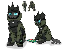 Size: 3591x2925 | Tagged: safe, artist:ashel_aras, derpibooru import, oc, unofficial characters only, changeling, armor, bomb suit, changeling oc, eod suit, explosive ordnance disposal suit, image, phone, png, simple background, sketch, solo, white background