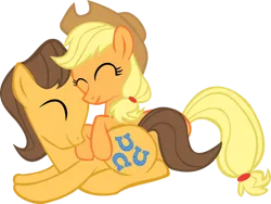 Size: 750x565 | Tagged: safe, artist:asdflove, derpibooru import, applejack, caramel, earth pony, pony, carajack, female, image, male, mare, png, shipping, simple background, stallion, straight, transparent background