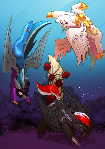 Size: 2480x3508 | Tagged: safe, artist:underpable, derpibooru import, oc, unofficial characters only, pegasus, pony, image, pegasus oc, png, trio, wings