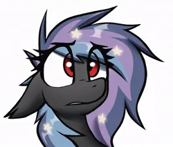 Size: 956x815 | Tagged: safe, artist:fenixdust, derpibooru import, oc, oc:stellar wind, unofficial characters only, bat pony, bat pony oc, bat wings, ethereal mane, floppy ears, flustered, image, jpeg, simple background, solo, starry mane, surprised, white background, wings