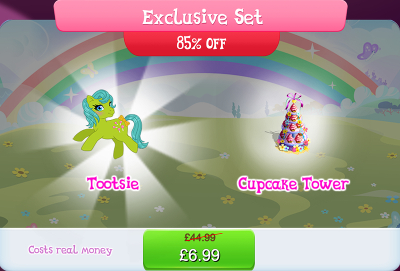 Size: 1266x857 | Tagged: safe, derpibooru import, idw, official, tootsie, pony, unicorn, g1, bundle, costs real money, cupcake, english, female, food, g4, gameloft, horn, idw showified, image, jpeg, mare, mobile game, my little pony: magic princess, numbers, sale, solo, solo focus, text