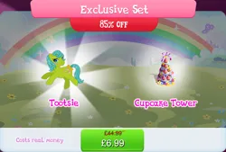 Size: 1266x857 | Tagged: safe, derpibooru import, idw, official, tootsie, pony, unicorn, g1, bundle, costs real money, cupcake, english, female, food, g4, gameloft, horn, idw showified, image, jpeg, mare, mobile game, my little pony: magic princess, numbers, sale, solo, solo focus, text