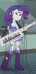 Size: 660x1362 | Tagged: safe, derpibooru import, screencap, rarity, equestria girls, the science of magic, boots, clothes, electrode on boots, electrodes, image, keytar, musical instrument, png, shoes, wires