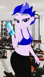 Size: 588x1030 | Tagged: safe, artist:robertsonskywa1, derpibooru import, equestria girls, arcee, breasts, cleavage, clothes, female, fitness, image, jpeg, leggings, photo, sexy, solo, sports bra, sports outfit, transformers, transformers prime, treadmill, water bottle