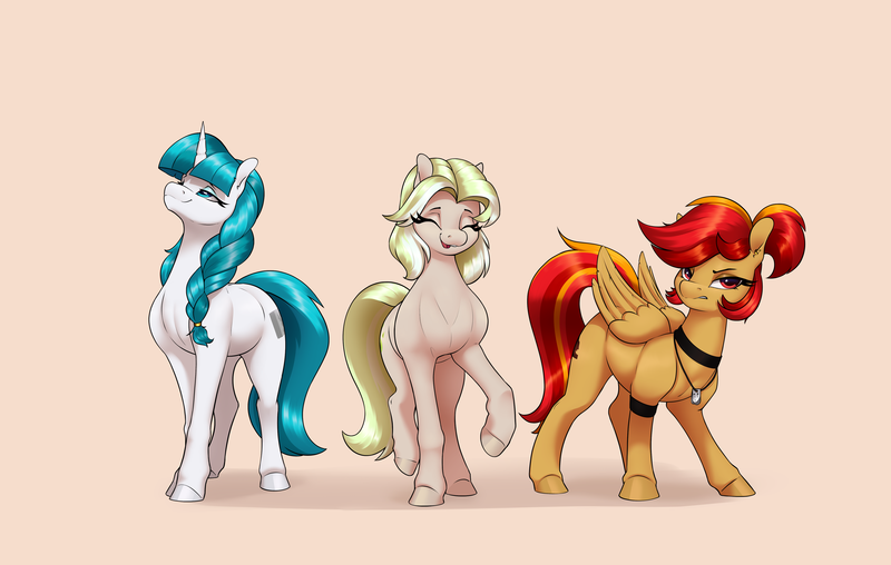 Size: 4803x3048 | Tagged: safe, artist:aquaticvibes, derpibooru import, oc, oc:absolvia, oc:falling leaves, oc:primepeak, earth pony, pegasus, pony, unicorn, image, png