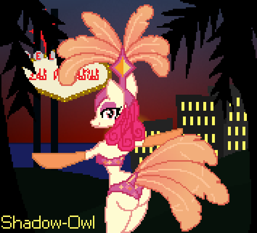 Size: 531x480 | Tagged: suggestive, alternate version, artist:shadow-owl, derpibooru import, sunset circus, anthro, earth pony, semi-anthro, viva las pegasus, image, png, solo