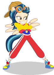 Size: 801x1098 | Tagged: safe, artist:ajosterio, derpibooru import, screencap, indigo zap, human, dance magic, equestria girls, spoiler:eqg specials, backwards ballcap, baseball cap, cap, crossed arms, cute, female, goggles, goggles on head, hat, image, png, ponied up, simple background, solo, transparent background, wings, zapabetes