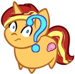 Size: 849x830 | Tagged: safe, artist:those kids in the corner, derpibooru import, part of a set, sunset shimmer, alternate cutie mark, brain, chibi, female, horrified, image, looking at you, organs, png, question mark, simple background, solo, solo female, transparent background