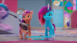 Size: 1920x1088 | Tagged: safe, derpibooru import, screencap, izzy moonbow, sunny starscout, g5, my little pony: make your mark, spoiler:g5, spoiler:my little pony: make your mark, spoiler:my little pony: make your mark chapter 5, spoiler:mymc05e02, angry, animated, annoyed, family trees, frustrated, frustration, frying pan, image, misty brightdawn, my little pony: make your mark chapter 5, rebirth misty, stained glass, webm, window