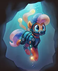 Size: 512x632 | Tagged: safe, derpibooru import, machine learning generated, earth pony, pony, ai content, diving suit, image, png, solo, underwater, water