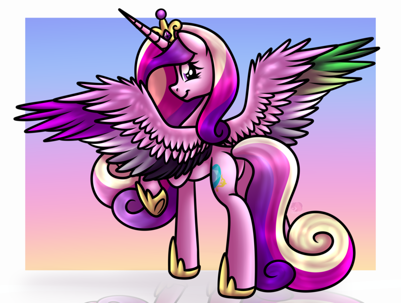 Size: 3975x3000 | Tagged: safe, artist:sadfloorlamp, derpibooru import, princess cadance, alicorn, pony, abstract background, aroace, aromantic, aromantic pride flag, asexual, asexual pride flag, beautiful, butt, colored, concave belly, crown, curly mane, curly tail, cute, cutedance, featureless crotch, female, frame, heart, heart eyes, high res, hoof shoes, horn, image, ironic, jewelry, large wings, lightly watermarked, long horn, long mane, long tail, looking at you, looking back, looking back at you, mare, no source available, plot, png, pride, pride flag, princess shoes, quadrupedal, raised hoof, regalia, shading, showing off, slim, smiling, smiling at you, solo, spread wings, tail, thin, watermark, wing bling, wingding eyes, wings