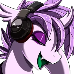 Size: 700x700 | Tagged: safe, artist:pridark, derpibooru import, oc, oc:elytra, unofficial characters only, changedling, changeling, headphones, image, png