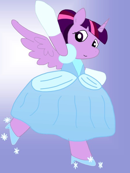 Size: 3024x4032 | Tagged: safe, artist:joeysclues, derpibooru import, twilight sparkle, twilight sparkle (alicorn), alicorn, pony, alternate hairstyle, cinderella, clothes, dress, evening gloves, female, glass slipper (footwear), glass slippers, gloves, gown, image, jpeg, long gloves, mare, smiling, solo, solo female, sparkles, spread wings, standing, standing on two hooves, wings