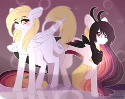 Size: 3894x3093 | Tagged: safe, artist:krissstudios, derpibooru import, oc, oc:ayaka, oc:sally lovely, unofficial characters only, draconequus, pegasus, pony, female, image, mare, png