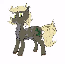 Size: 539x533 | Tagged: safe, artist:thetzar, derpibooru import, oc, oc:sanddollar, pony, brown coat, crappy art, critique requested, female, full body, image, jpeg, simple background, white background, yellow mane