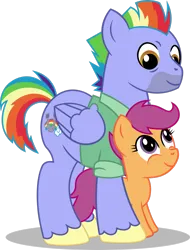 Size: 1920x2530 | Tagged: safe, artist:roman-santos, derpibooru import, bow hothoof, scootaloo, pegasus, pony, adopted, adopted offspring, cute, cutealoo, duo, father and child, father and daughter, female, filly, five o'clock shadow, foal, hug, image, looking at each other, looking at someone, male, png, scootadoption, scootalove, smiling, smiling at each other, stallion