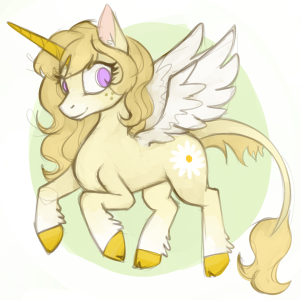 Size: 867x864 | Tagged: safe, artist:marsminer, derpibooru import, oc, oc:adora, unofficial characters only, alicorn, classical unicorn, pony, unicorn, alicorn oc, cloven hooves, female, hoof fluff, horn, image, leonine tail, mare, png, solo, tail, unshorn fetlocks, wings