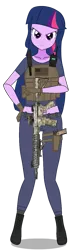 Size: 353x1230 | Tagged: safe, artist:edy_january, derpibooru import, edit, vector edit, twilight sparkle, human, equestria girls, ar15, armor, assault rifle, base used, blue shirt, body armor, boots, call of duty, call of duty: modern warfare 2, call of duty: warzone, clothes, combat knife, denim, gloves, gun, handgun, image, jeans, john"saop"mctavish, knife, long pants, m1911, m4, m4a1, military, pants, pistol, png, rifle, shirt, shoes, simple background, soldier, solo, special forces, tactical, tactical vest, task forces 141, transparent background, united states, vector, vest, weapon