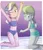 Size: 1684x1937 | Tagged: safe, artist:the-butch-x, banned from derpibooru, diamond tiara, silver spoon, equestria girls, angry eyebrows, armpits, bed, belly button, bicolor swimsuit, bikini, blue bikini, blue bra, blue eyes, blue panties, blue underwear, blushing, bra, breasts, butt, clothes, cute, diamondbetes, duo, duo female, ear piercing, eyebrows, eyebrows visible through hair, female, glasses, gradient background, high res, image, implied shipping, jewelry, lolicon, looking at you, looking back, looking back at you, one eye closed, open mouth, panties, piercing, png, ponytail, purple background, purple bikini, purple bra, purple eyes, purple panties, purple underwear, sexy, signature, silverbetes, silverbutt, simple background, small breasts, smiling, smiling at you, striped underwear, swimsuit, tiara, two-piece swimsuit, underage, underwear, wink, winking at you