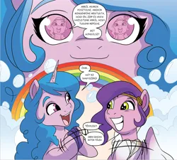 Size: 822x739 | Tagged: safe, derpibooru import, edit, idw, official, izzy moonbow, pipp petals, pegasus, pony, unicorn, g5, spoiler:comic, spoiler:g5comic, spoiler:g5comic04, comic, cute, female, hungarian, image, izzybetes, mare, png, rainbow, speech bubble, translation, translator:zsiguel