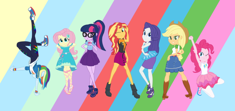 Size: 3706x1752 | Tagged: safe, artist:calmbreezes, derpibooru import, applejack, fluttershy, pinkie pie, rainbow dash, rarity, sci-twi, sunset shimmer, twilight sparkle, human, equestria girls, humane five, humane seven, humane six, image, line-up, png, pose