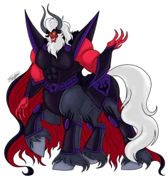 Size: 4735x5007 | Tagged: safe, derpibooru import, lord tirek, centaur, taur, season 4, season 9, spoiler:s09, alternate universe, armor, cape, clothes, evil grin, glow, glowing eyes, grin, horns, image, male, muscles, muscular male, my little pony, png, smiling, solo